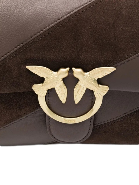 PINKO Love leather-suede diagonal-stripe shoulder bag - Brown - zdjęcie produktu nr 2