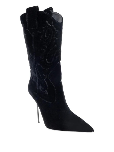 Paris Texas 105mm Lidia embroidered heeled boots - Black - zdjęcie produktu nr 1