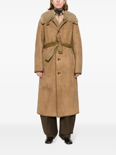 LEMAIRE belted shearling coat - Brown - zdjęcie produktu nr 2