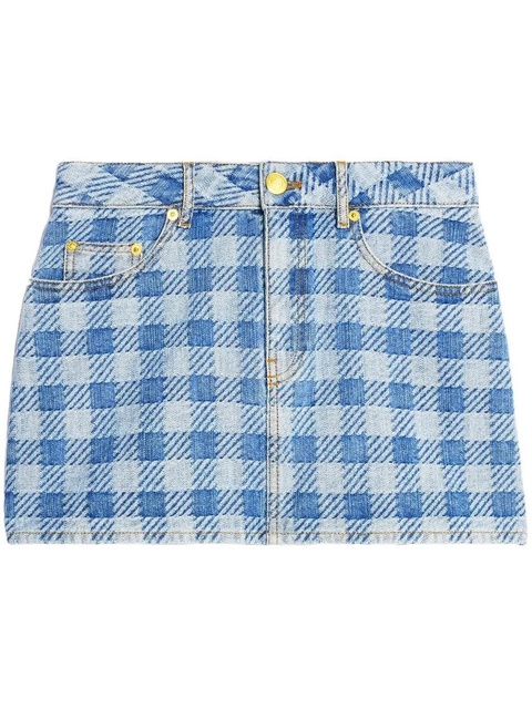 AMI Paris checked denim miniskirt - Blue - zdjęcie produktu nr 1