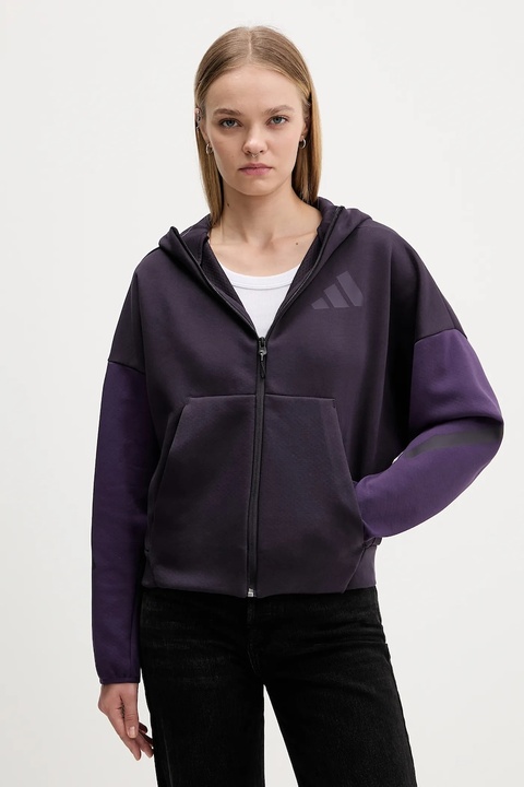 adidas bluza adidas x Z.N.E damska kolor fioletowy z kapturem wzorzysta KC0990 - zdjęcie produktu nr 1