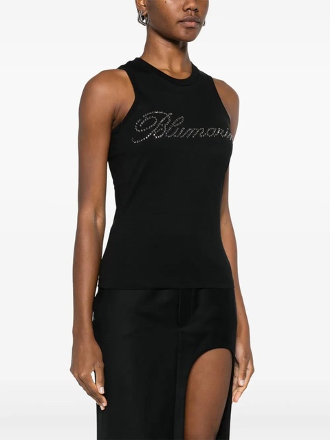 Blumarine rhinestone-logo tank top - Black - zdjęcie produktu nr 2