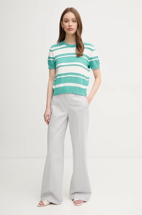 Sisley spodnie damskie kolor szary szerokie high waist 4BYWLE03G - zdjęcie produktu nr 2