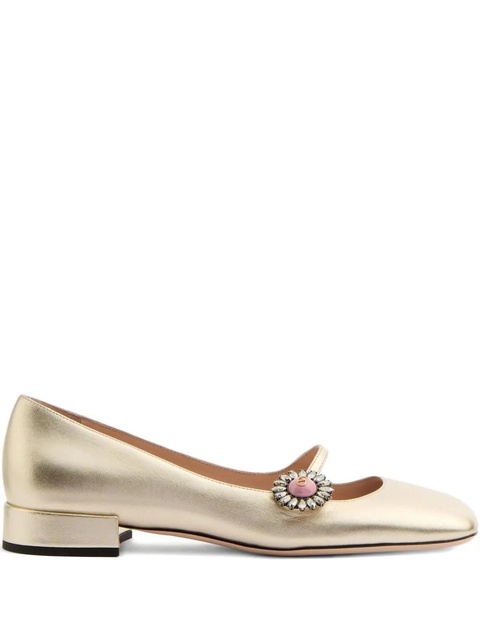 Valentino Garavani floral appliqué ballerina shoes - Gold - zdjęcie produktu nr 1