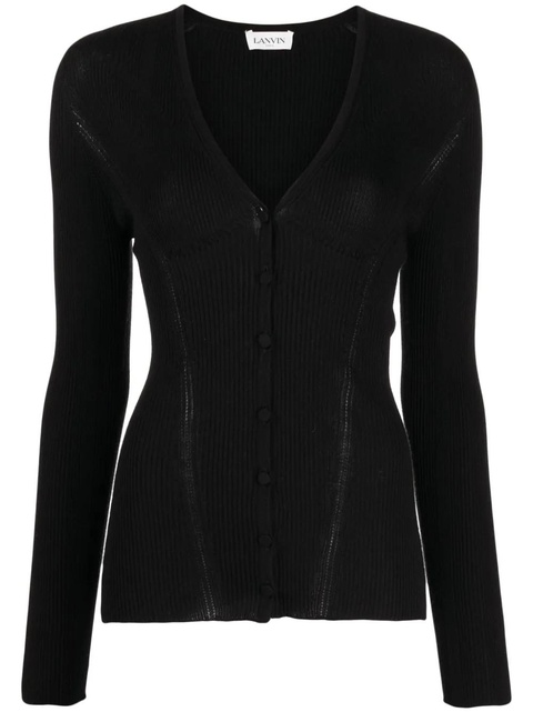 Lanvin ribbed V-neck cardigan - Black - zdjęcie produktu nr 1