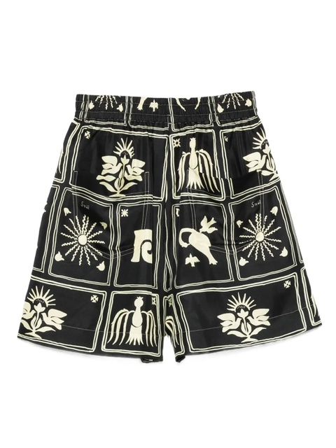 Nanushka Exter folk art-print silk shorts - Black - zdjęcie produktu nr 1
