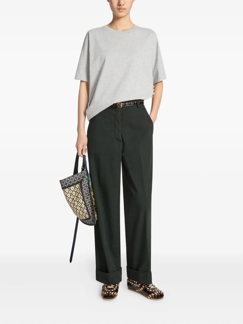 DRIES VAN NOTEN cuffed cotton pants - Green - zdjęcie produktu nr 2