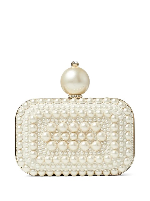 Jimmy Choo Micro Cloud pearl-embellished clutch bag - White - zdjęcie produktu nr 2
