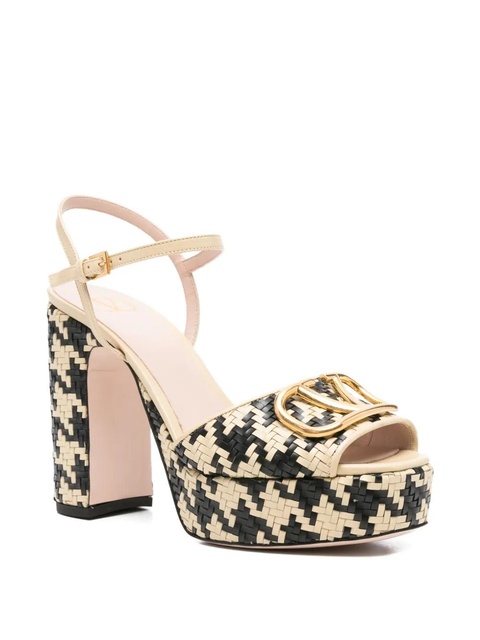 Valentino Garavani 115mm houndstooth platform heeled sandals - Neutrals - zdjęcie produktu nr 1