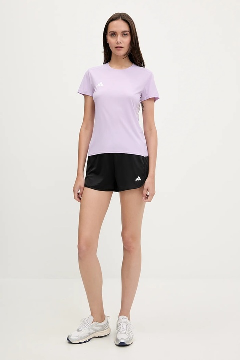 adidas Performance szorty treningowe Pacer kolor czarny gładkie high waist - zdjęcie produktu nr 2