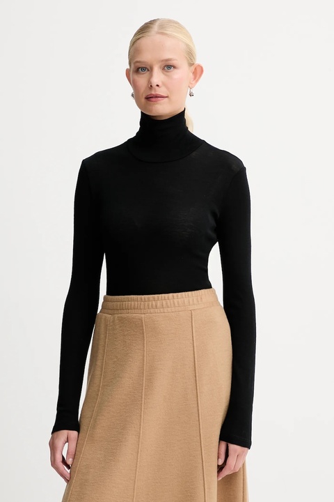 Weekend Max Mara longsleeve z dodatkiem wełny TESEO kolor czarny z golfem 2525946052600 - zdjęcie produktu nr 1