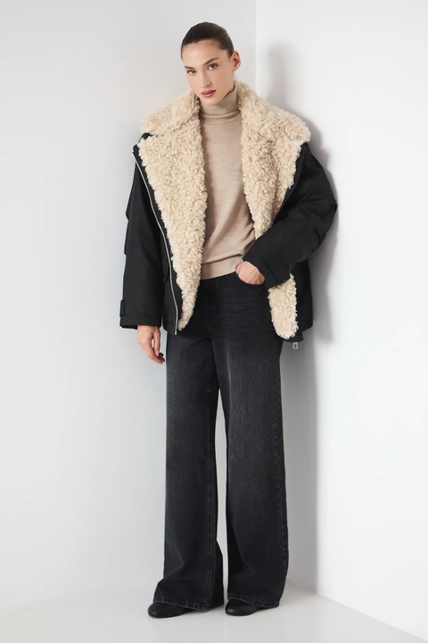 Medicine kurtka biker kolor czarny zimowa oversize - zdjęcie produktu nr 1