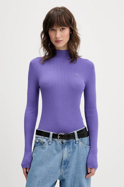 Hugo Blue sweter damski kolor fioletowy lekki z półgolfem 50522578 - zdjęcie produktu nr 1