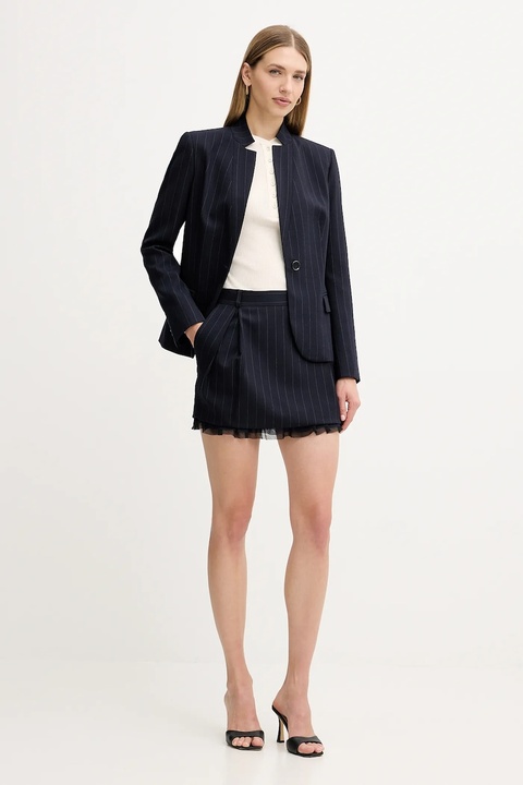 Pinko marynarka z dodatkiem wełny kolor granatowy jednorzędowa wzorzysta 105626 A2QY - zdjęcie produktu nr 2