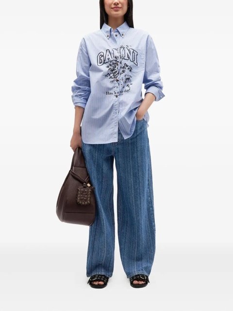 GANNI stripe-pattern cotton shirt - Blue - zdjęcie produktu nr 2