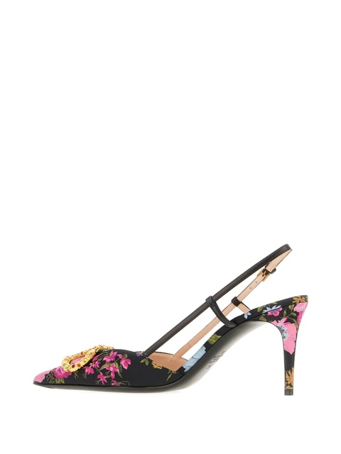 Valentino Garavani 80mm floral-print VLogo pumps - Black - zdjęcie produktu nr 2