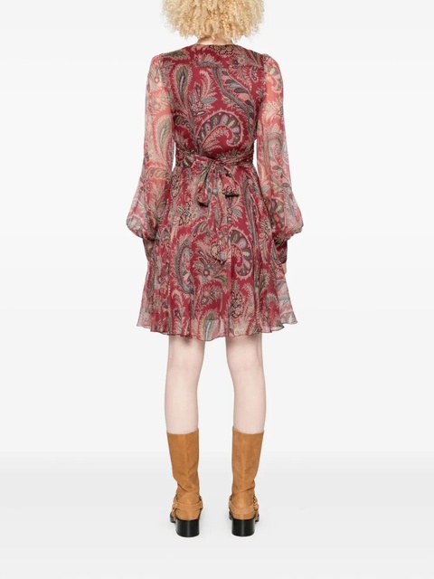 ETRO paisley-print v-neck mini dress - Red - zdjęcie produktu nr 2