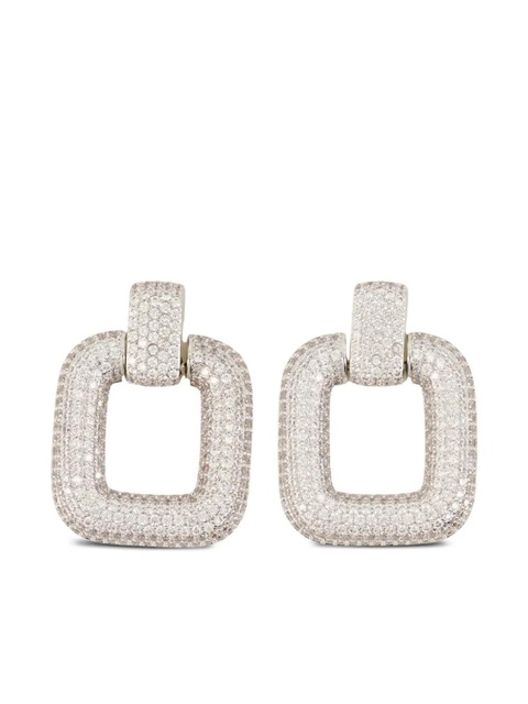 Self-Portrait crystal square earrings - Silver - zdjęcie produktu nr 1