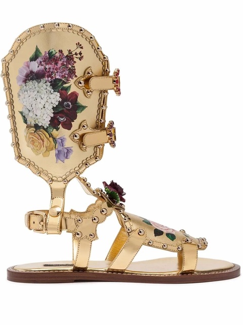 Dolce & Gabbana floral-motif gladiator sandals - Gold - zdjęcie produktu nr 1