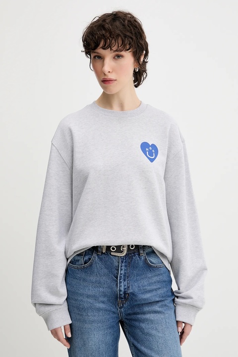 Hugo Blue bluza bawełniana damska kolor szary z nadrukiem 50545052 - zdjęcie produktu nr 1