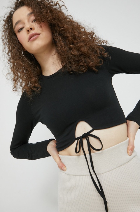 Hollister Co. longsleeve damski kolor czarny - zdjęcie produktu nr 1