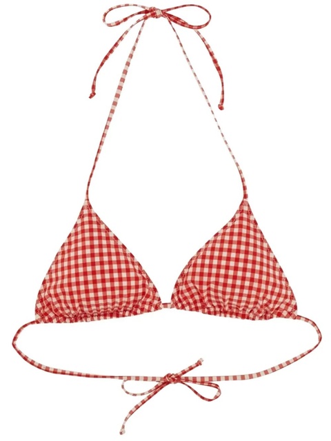 MC2 Saint Barth gingham-print bikini bottom - Red - zdjęcie produktu nr 1