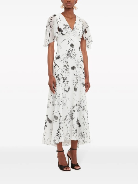 Victoria Beckham floral-print plissé dress - White - zdjęcie produktu nr 2