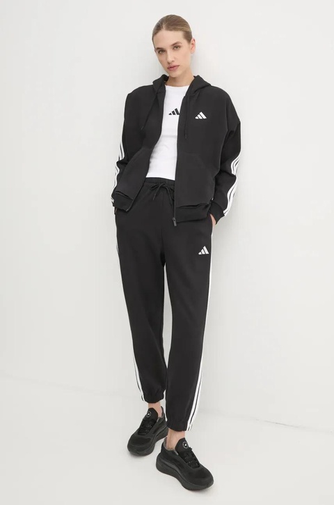 adidas bluza Essentials damska kolor czarny z kapturem z aplikacją JE1283 - zdjęcie produktu nr 2