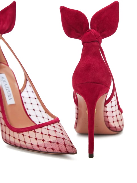 Aquazzura mesh-panelled stiletto pumps - Red - zdjęcie produktu nr 2