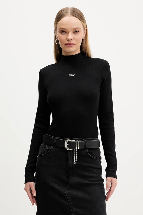 Guess Jeans longsleeve kolor czarny z półgolfem W5BP23 KA0H1 - zdjęcie produktu nr 1