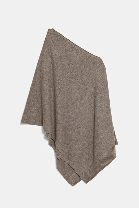 United Colors of Benetton poncho z domieszką wełny kolor brązowy 1235DU01A - zdjęcie produktu nr 2