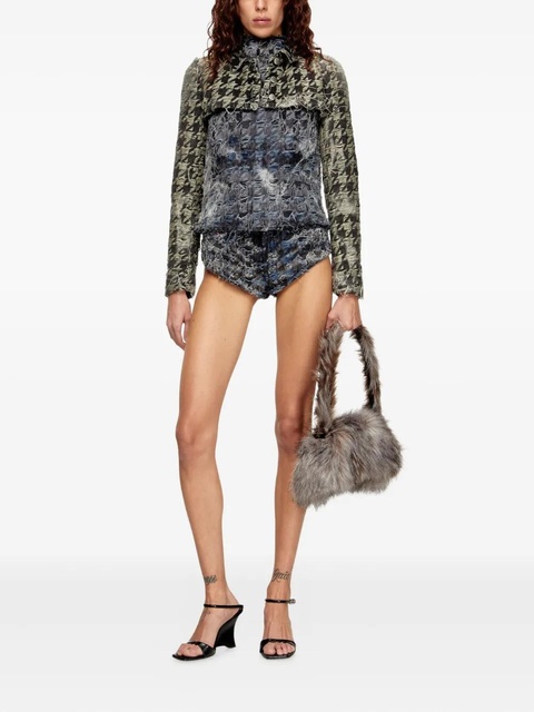Diesel houndstooth tie-dye frayed denim shorts - Blue - zdjęcie produktu nr 2