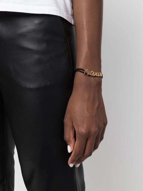 Alexander McQueen logo lettering adjustable bracelet - Black - zdjęcie produktu nr 2