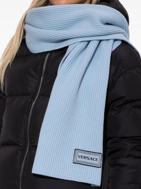 Versace ribbed logo-detail scarf - Blue - zdjęcie produktu nr 2