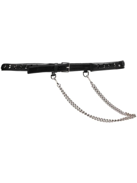 Alexander McQueen chain-link & leather belt - Black - zdjęcie produktu nr 1