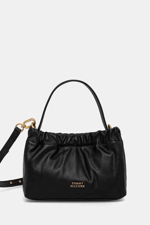 Tommy Hilfiger torebka skórzana kolor czarny AW0AW18306 - zdjęcie produktu nr 1