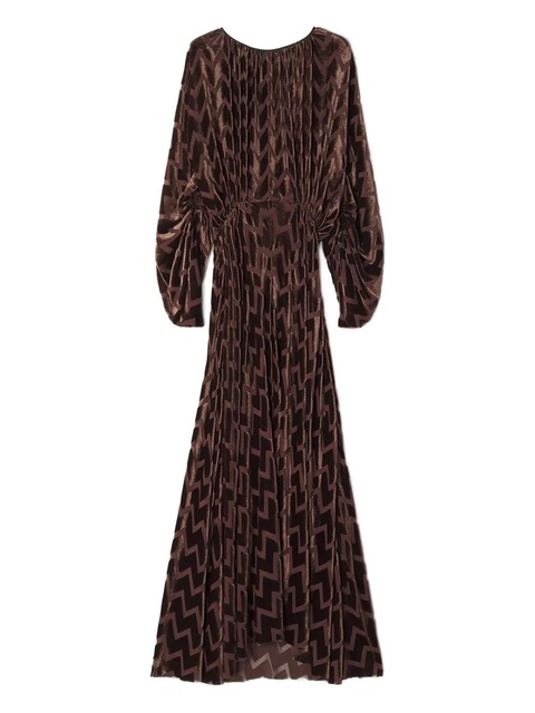 Lanvin chevron-pattern maxi dress - Brown - zdjęcie produktu nr 1