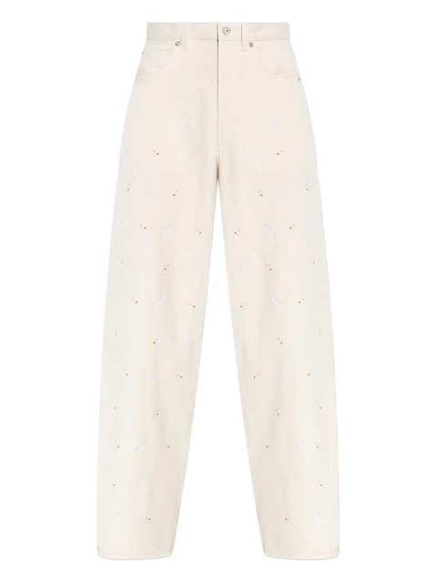 Marni embroidered wide-leg jeans - White - zdjęcie produktu nr 1