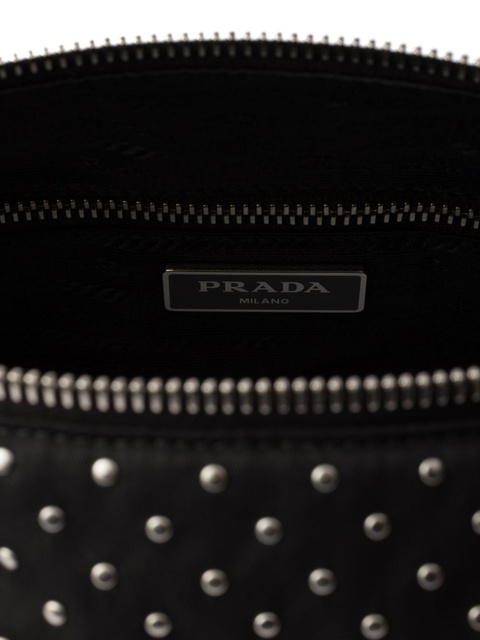 Prada studded Re-Nylon shoulder bag - Black - zdjęcie produktu nr 2