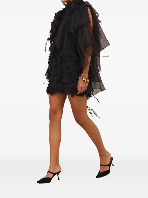 ZIMMERMANN ruffle-applique mini dress - Black - zdjęcie produktu nr 1
