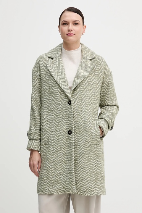 United Colors of Benetton płaszcz z dodatkiem wełny kolor zielony 2M9SDN08T - zdjęcie produktu nr 1