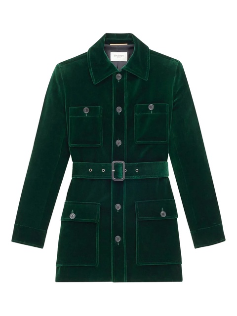 Saint Laurent belted velvet jacket - Green - zdjęcie produktu nr 1