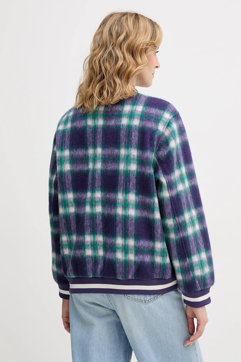 United Colors of Benetton kurtka bomber z dodatkiem wełny kolor fioletowy przejściowa 20G9DN08S - zdjęcie produktu nr 2