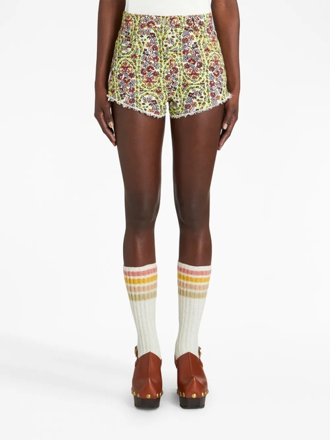ETRO paisley-print denim shorts - Green - zdjęcie produktu nr 2