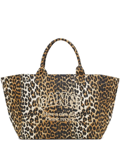 GANNI leopard-print tote bag - Neutrals - zdjęcie produktu nr 2