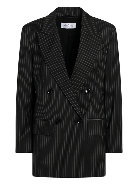 Max Mara striped-pattern double-breasted blazer - Black - zdjęcie produktu nr 1