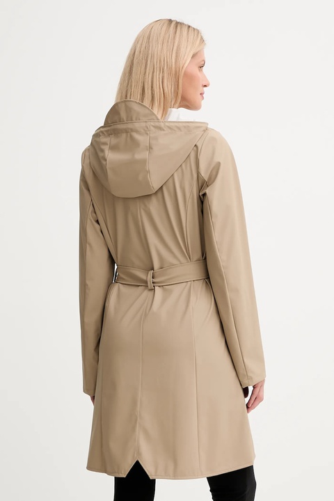 Rains kurtka 18130 Curve Long Jacket kolor beżowy przejściowa 18130 - zdjęcie produktu nr 2