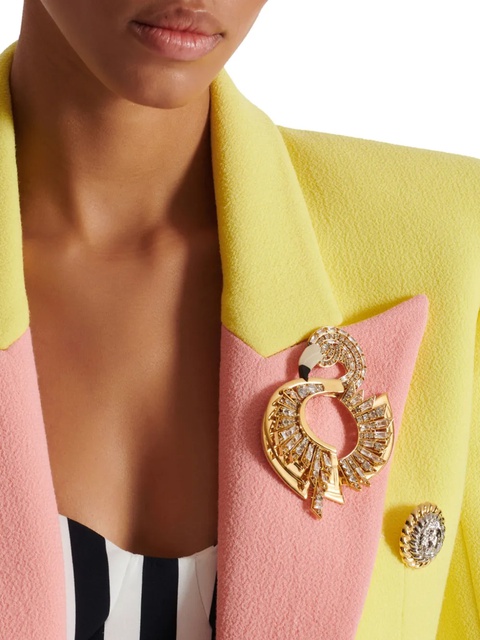 Balmain Flamingo crystal-embellished brooch - Gold - zdjęcie produktu nr 1