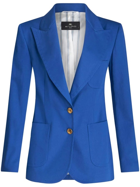 ETRO Pegaso-buttons stretch-cotton blazer - Blue - zdjęcie produktu nr 1