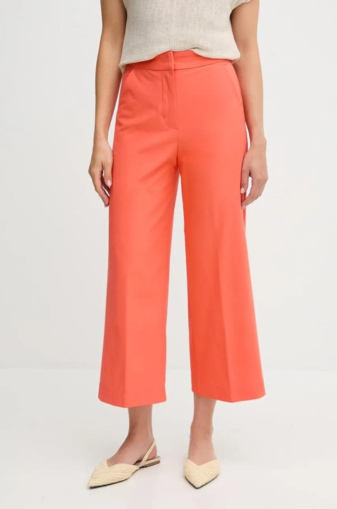 United Colors of Benetton spodnie damskie kolor pomarańczowy szerokie high waist 42A8DF08R - zdjęcie produktu nr 1